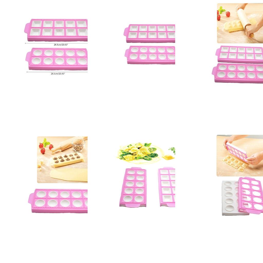 Kitchen Baking Tray Set - ラビオリメーカー型正方形または円形ケーキデコレーションムースチョコレート型
