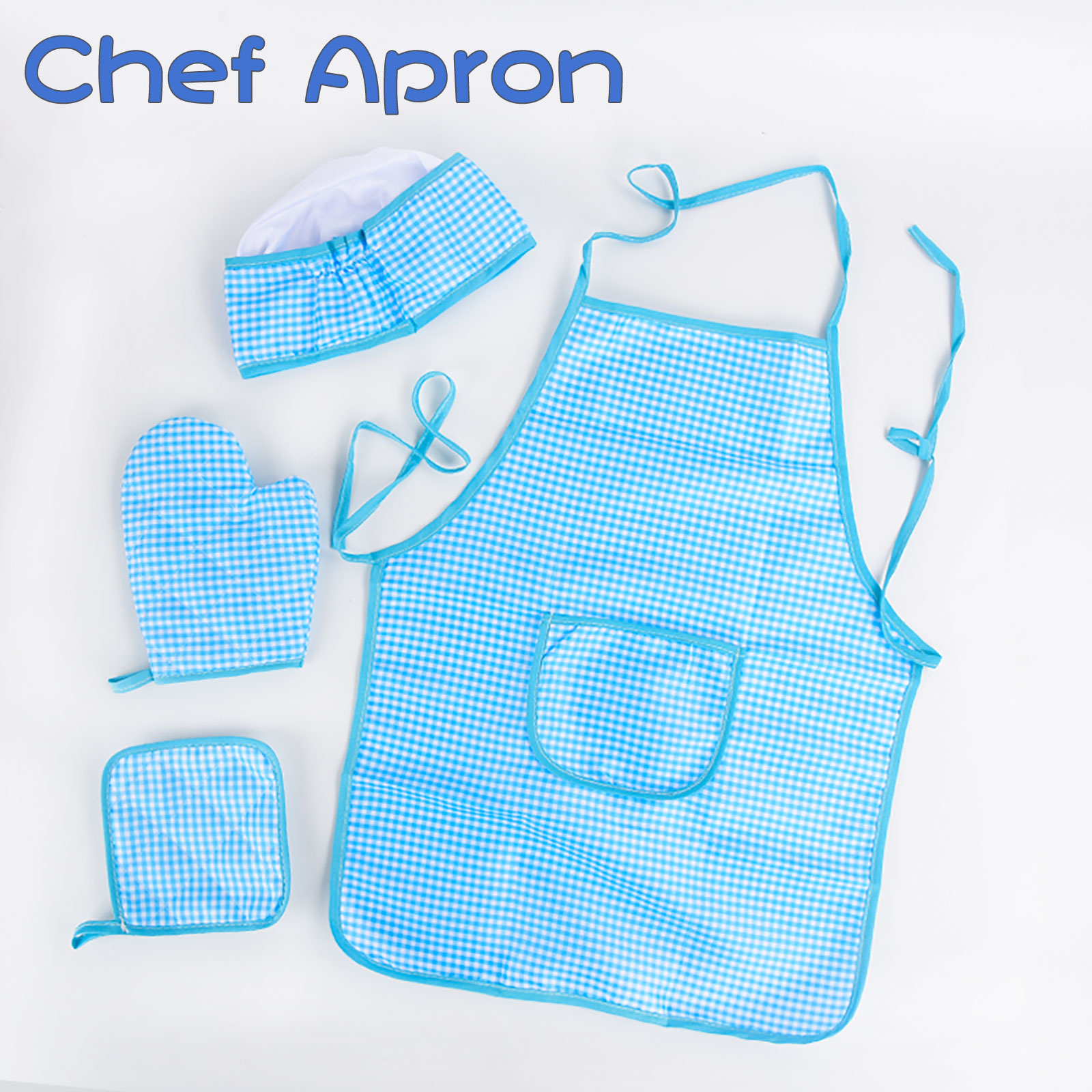 Baking Kitchen Set Up - キッチンで家族の役割を演じてドレスアップ クックセット 焼きたての市松模様のエプロンおもちゃ