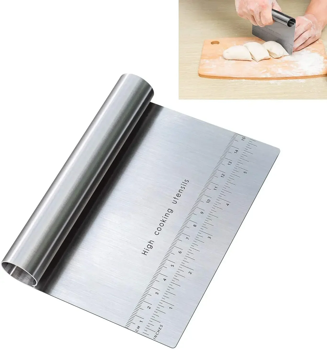 Kitchen Baking Tray Set - ステンレス鋼ケーキスクレーパーペストリーカッターベーキングケーキ調理生地スクレーパーフォンダンへらエッジ DIY ベーキングデコレーションツール