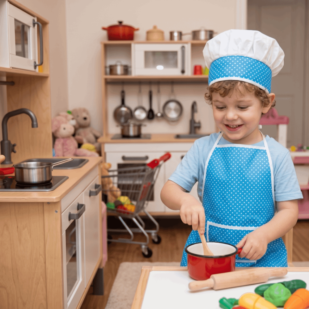 Baking Kitchen Set Up - シェフドレスアップ シェフハット キッズベーキングエプロンセット ポリエステル製ベーキングエプロン キッチンプレイセット 面白いシェフロールプレイおもちゃ
