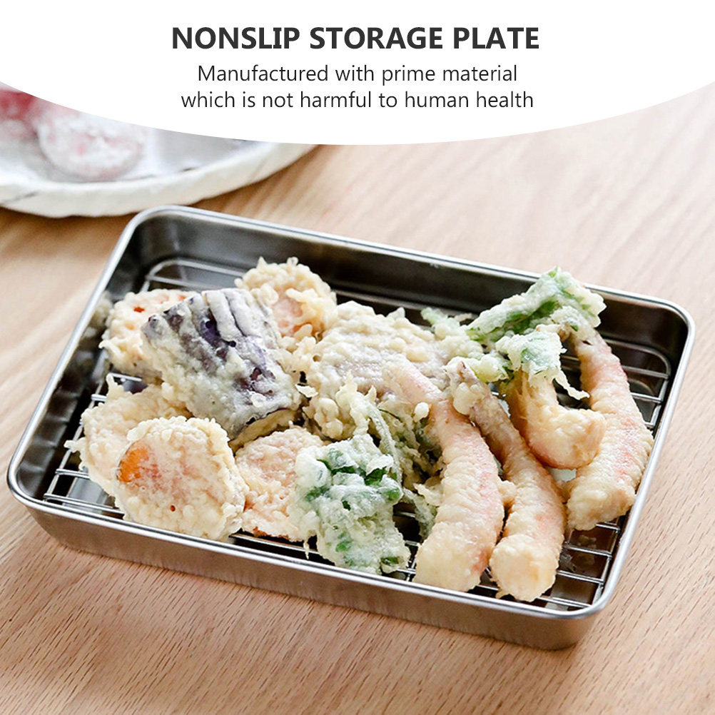 2セット ステンレス製収納トレイ 滑り止め排水ラックセット  - Kitchen Baking Tray Set のレビューと価格