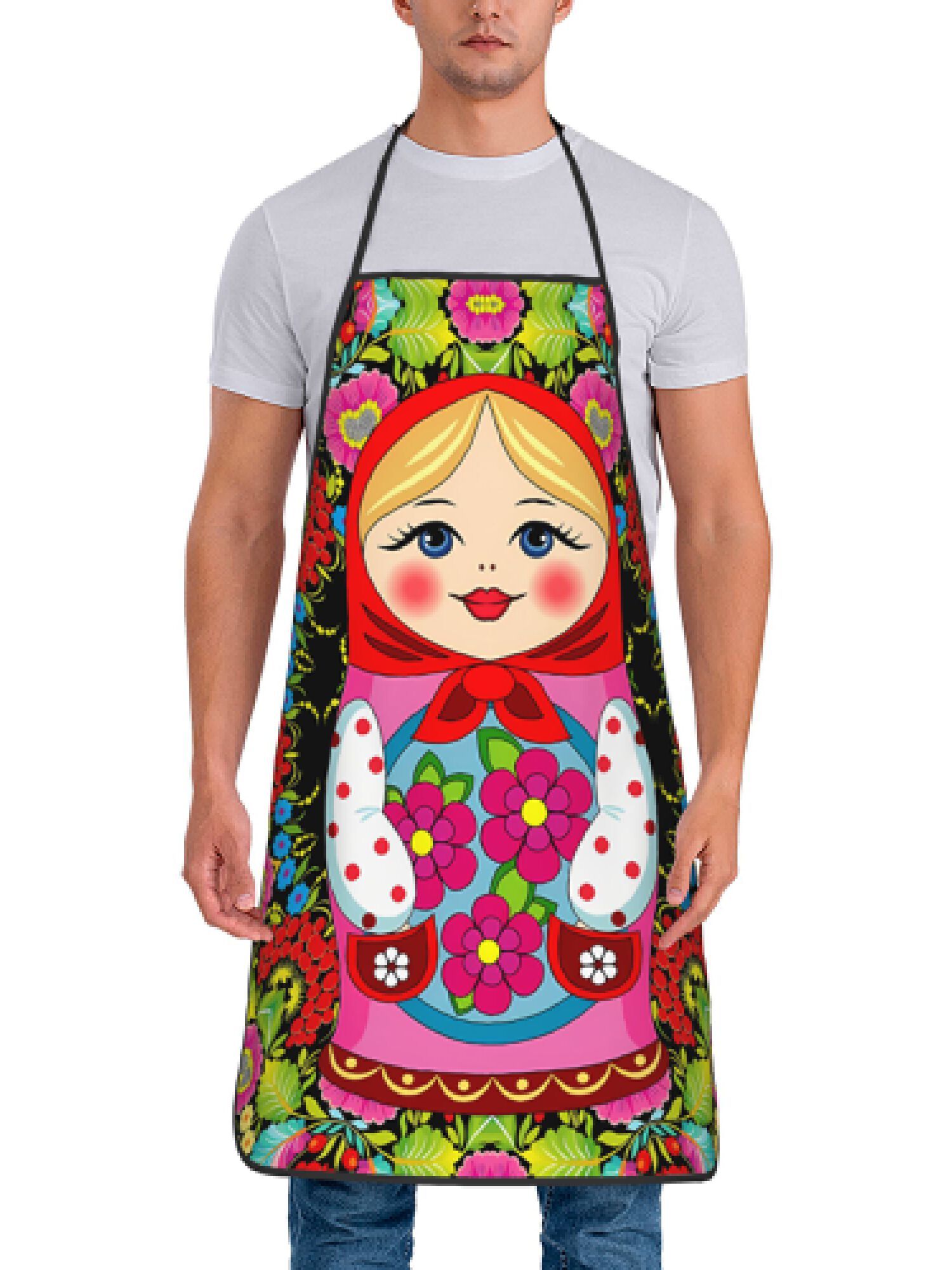 楽しいロシアのマトリョーシカ花柄レトロデザインエプロン1枚、 - Baking Kitchen Design Ideas のレビューと価格