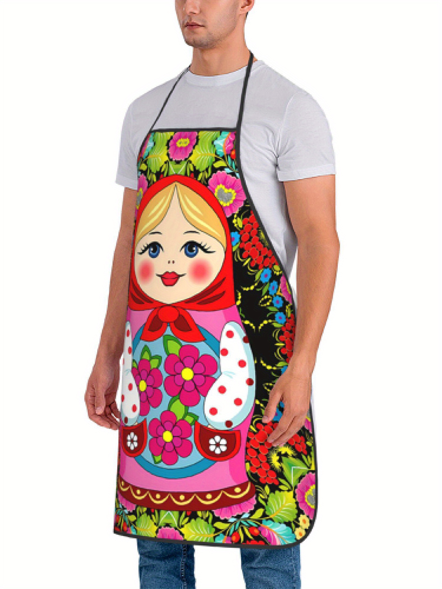 楽しいロシアのマトリョーシカ花柄レトロデザインエプロン1枚、 - Baking Kitchen Design Ideas のレビューと価格