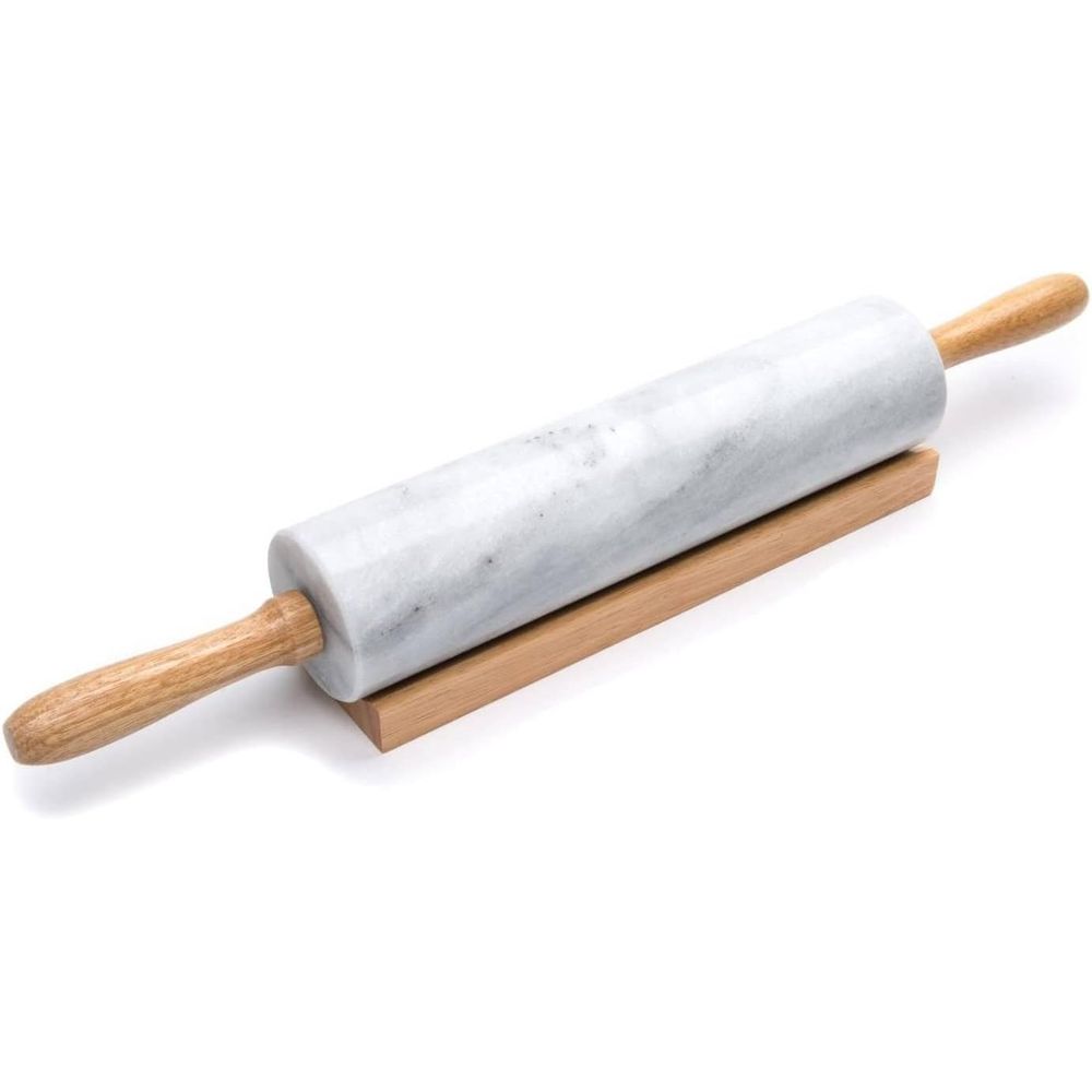10インチの白い大理石製ローリングピン（木製ホルダー付き） - Rolling Pin Marble のレビューと価格