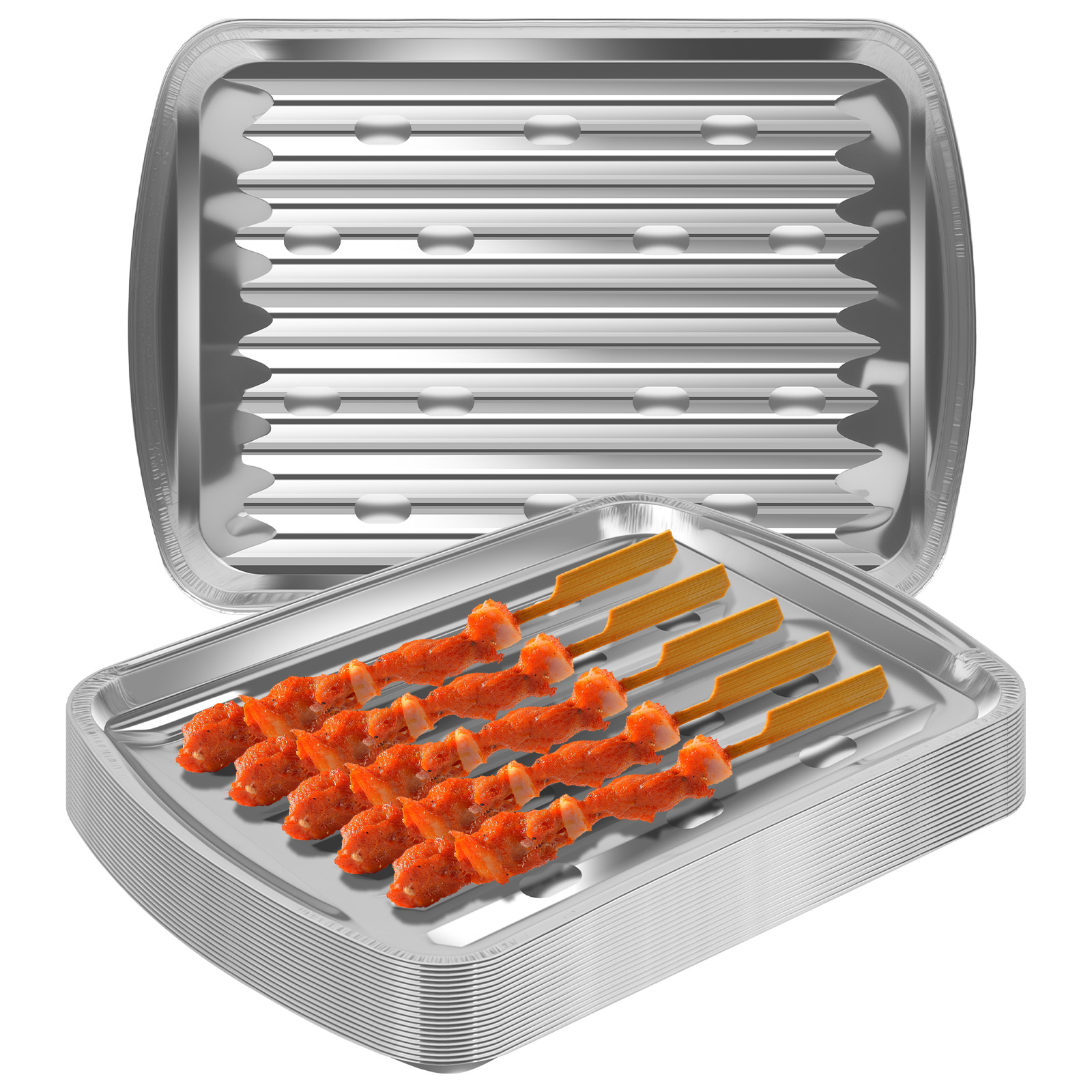 アルミホイルトレイ ノンスティックベーキングパン 食品グレー - Kitchen Baking Trays のレビューと価格