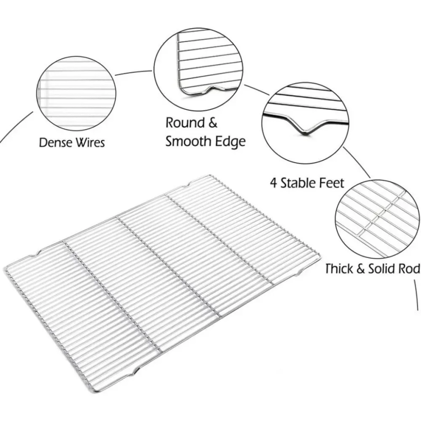 304ステンレス鋼製ベーキングトレイセット、グリルメタル長方 - Kitchen Baking Tray Set のレビューと価格