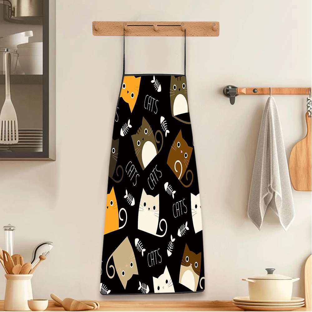 楽しい漫画風エプロン1枚、かわいい猫と魚の骨のレトロデザイン - Baking Kitchen Design Ideas のレビューと価格