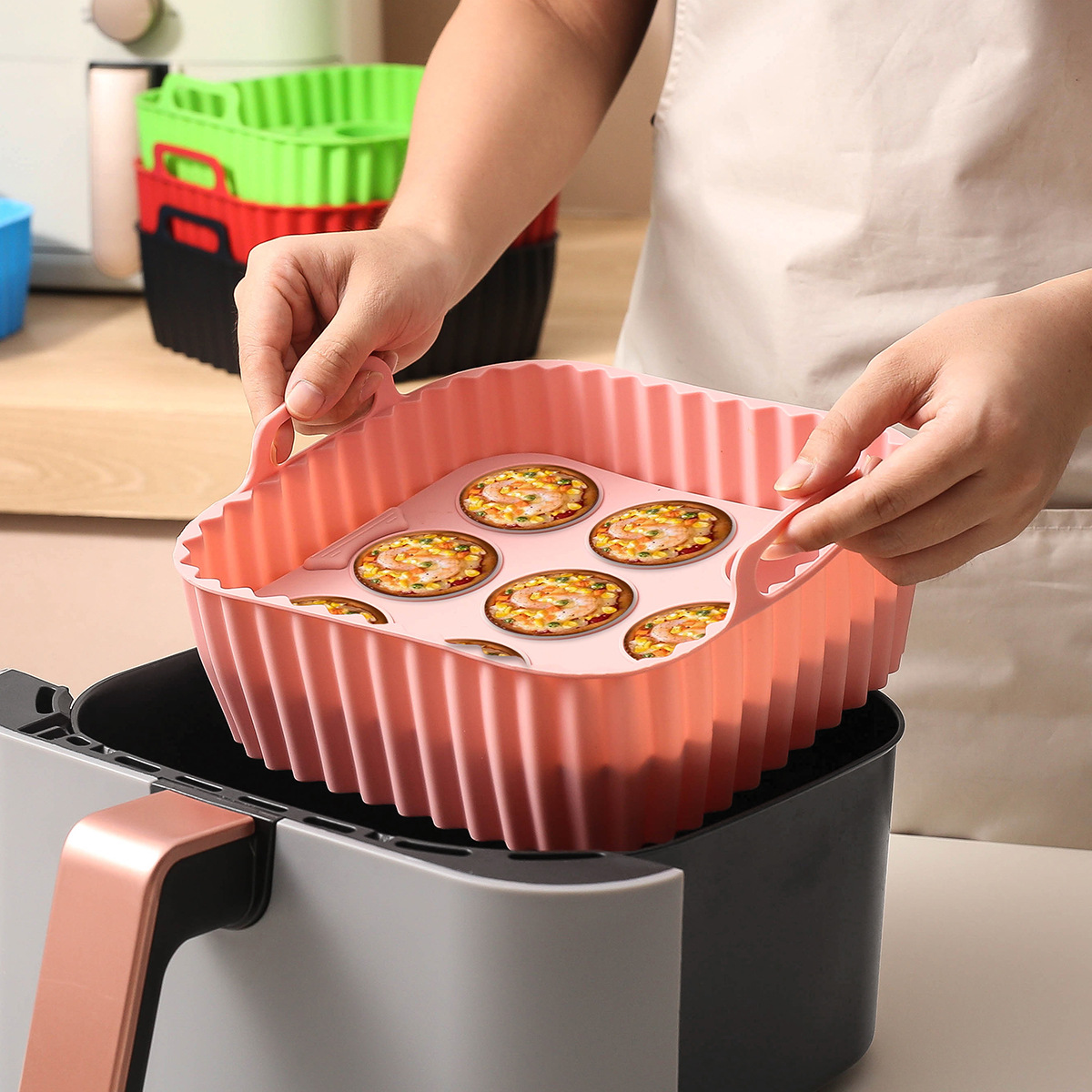 2個入りシリコンエアフライヤーライナー＆マフィンパンセット、 - Kitchen Baking Tray Set のレビューと価格