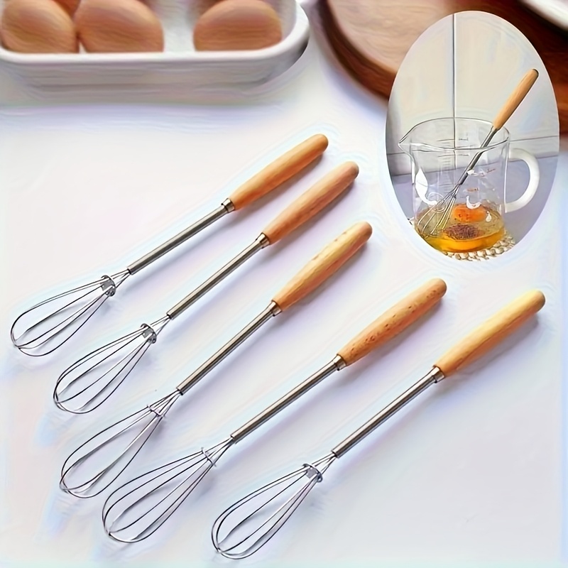 ステンレス製ミニエッグビーター、木製ハンドル、手動泡立て器、 - Kitchen Baking Must Haves のレビューと価格